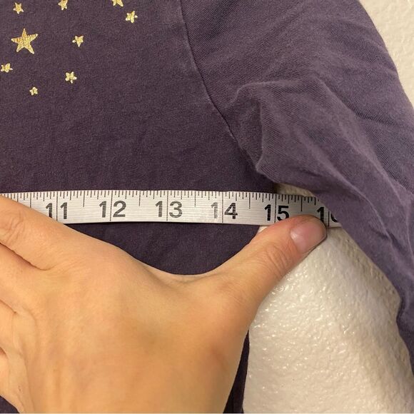 Old Navy Fit flare 3/4 long Sleeve basic Dress purple stars 100% cotton L 10-12 - Picture 6 of 7